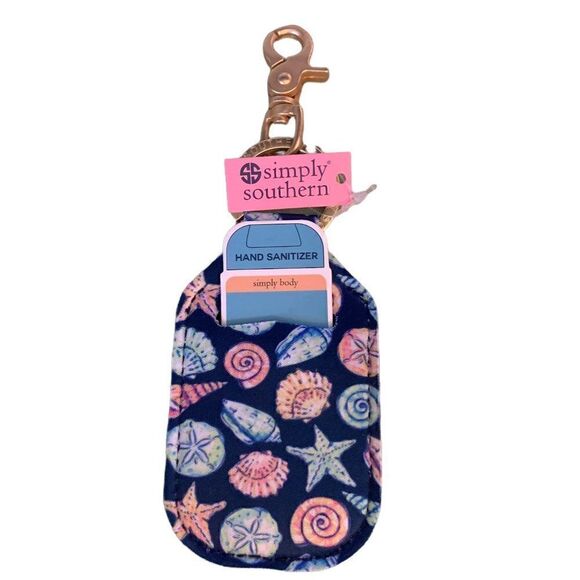 NWT Simply Southern "Seashell" Design Neonprene Key Fob/Hand Sanitizer Holder - Picture 1 of 3